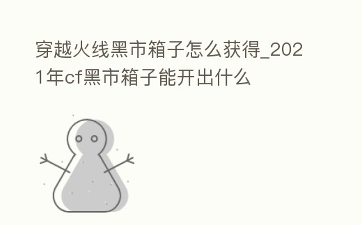 穿越火線黑市箱子怎么獲得_2021年cf黑市箱子能開出什么