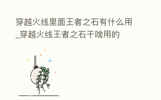 穿越火線里面王者之石有什么用_穿越火線王者之石干啥用的