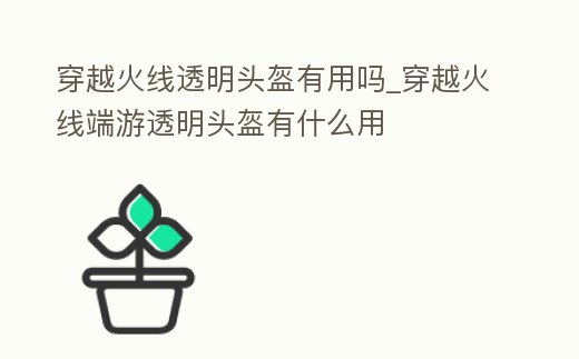 穿越火線透明頭盔有用嗎_穿越火線端游透明頭盔有什么用