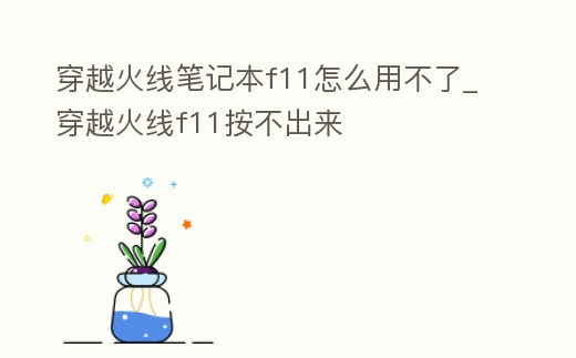 穿越火線筆記本f11怎么用不了_穿越火線f11按不出來
