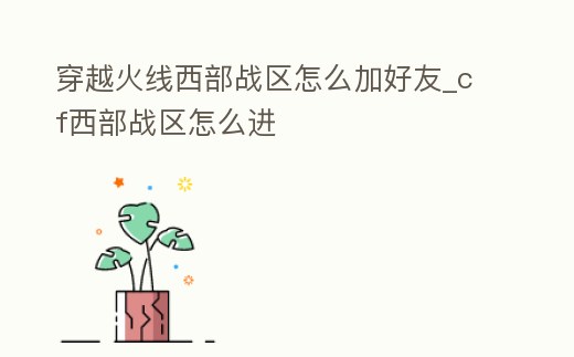 穿越火線西部戰區怎么加好友_cf西部戰區怎么進