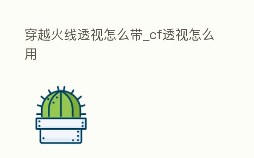 穿越火線透視怎么帶_cf透視怎么用