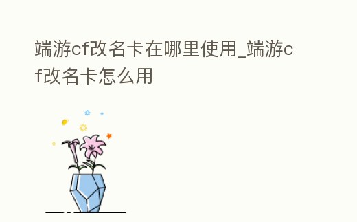 端游cf改名卡在哪里使用_端游cf改名卡怎么用