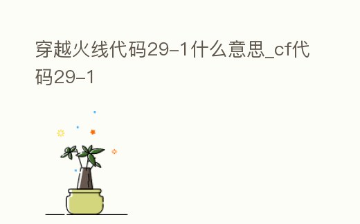 穿越火線代碼29-1什么意思_cf代碼29-1