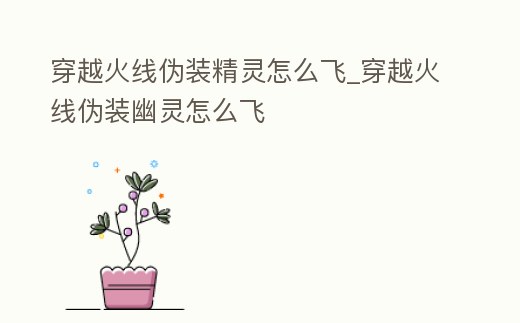 穿越火線偽裝精靈怎么飛_穿越火線偽裝幽靈怎么飛