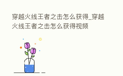 穿越火線王者之擊怎么獲得_穿越火線王者之擊怎么獲得視頻