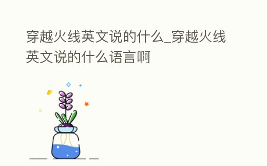 穿越火線英文說的什么_穿越火線英文說的什么語言啊