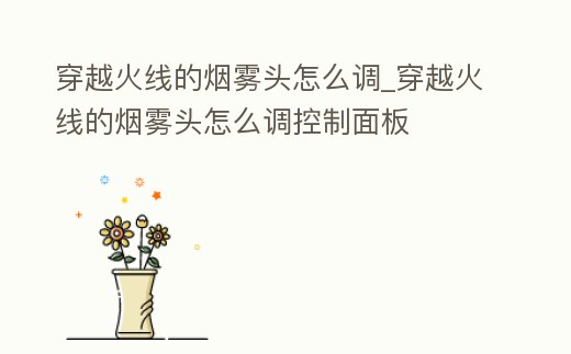 穿越火線的煙霧頭怎么調_穿越火線的煙霧頭怎么調控制面板