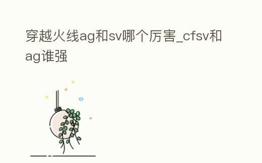 穿越火線ag和sv哪個厲害_cfsv和ag誰強
