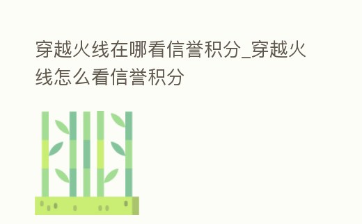 穿越火線在哪看信譽積分_穿越火線怎么看信譽積分