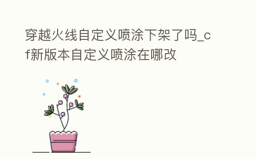 穿越火線自定義噴涂下架了嗎_cf新版本自定義噴涂在哪改