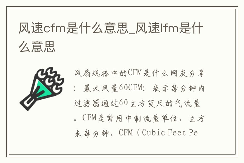 風速cfm是什么意思_風速lfm是什么意思