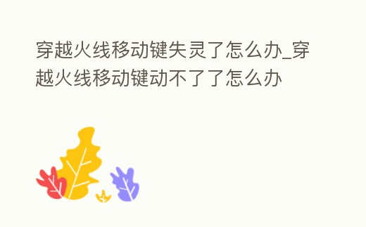 穿越火線移動(dòng)鍵失靈了怎么辦_穿越火線移動(dòng)鍵動(dòng)不了了怎么辦