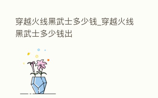 穿越火線黑武士多少錢_穿越火線黑武士多少錢出