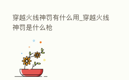 穿越火線神罰有什么用_穿越火線神罰是什么槍