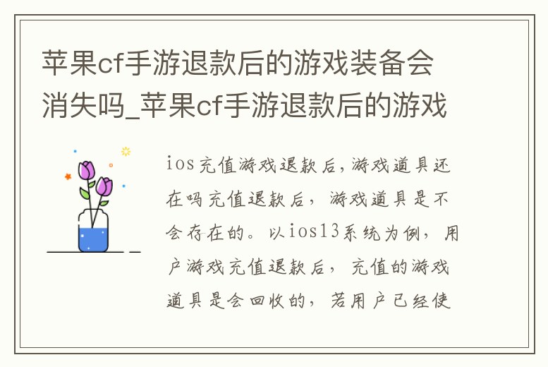 蘋果cf手游退款后的游戲裝備會消失嗎_蘋果cf手游退款后的游戲裝備會消失嗎知乎