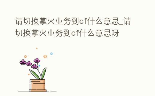 請(qǐng)切換掌火業(yè)務(wù)到cf什么意思_請(qǐng)切換掌火業(yè)務(wù)到cf什么意思呀