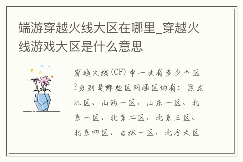 端游穿越火線大區在哪里_穿越火線游戲大區是什么意思