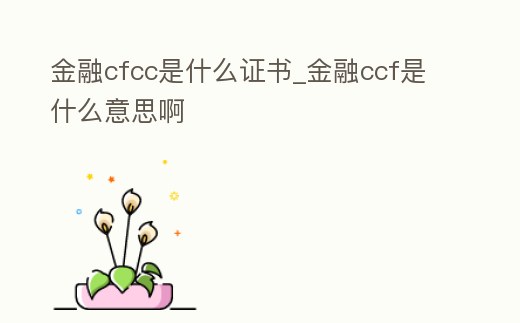 金融cfcc是什么證書_金融ccf是什么意思啊