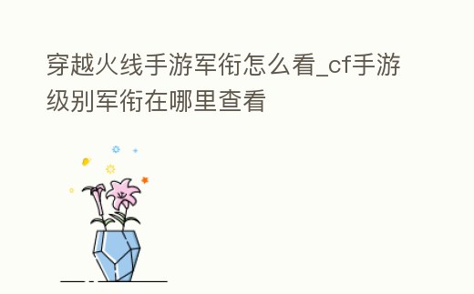 穿越火線手游軍銜怎么看_cf手游級別軍銜在哪里查看