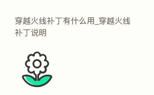 穿越火線補(bǔ)丁有什么用_穿越火線補(bǔ)丁說明