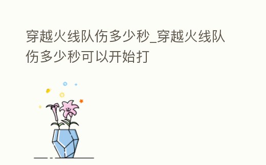 穿越火線隊傷多少秒_穿越火線隊傷多少秒可以開始打