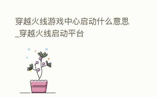 穿越火線游戲中心啟動什么意思_穿越火線啟動平臺