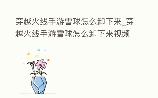 穿越火線手游雪球怎么卸下來_穿越火線手游雪球怎么卸下來視頻