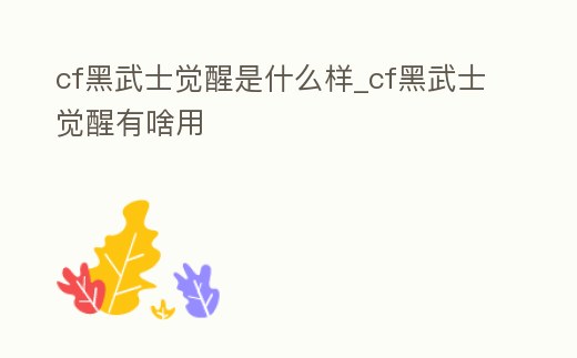 cf黑武士覺醒是什么樣_cf黑武士覺醒有啥用
