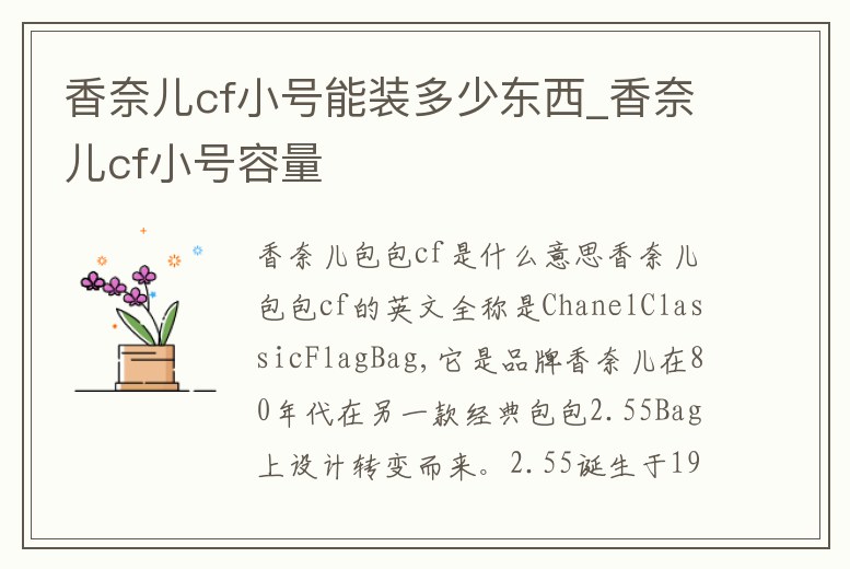 香奈兒cf小號能裝多少東西_香奈兒cf小號容量