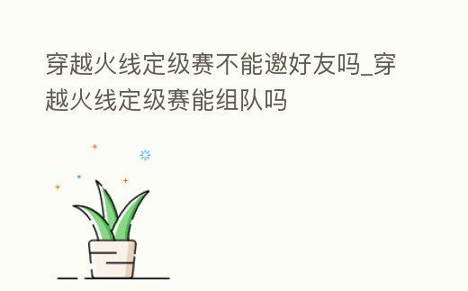 穿越火線定級(jí)賽不能邀好友嗎_穿越火線定級(jí)賽能組隊(duì)嗎