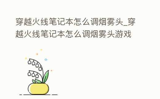 穿越火線筆記本怎么調煙霧頭_穿越火線筆記本怎么調煙霧頭游戲內
