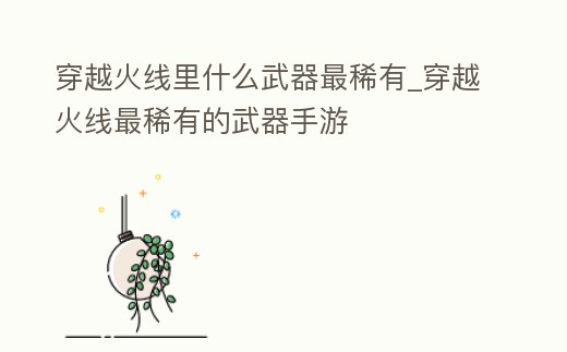 穿越火線里什么武器最稀有_穿越火線最稀有的武器手游