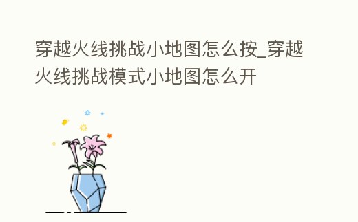 穿越火線挑戰小地圖怎么按_穿越火線挑戰模式小地圖怎么開