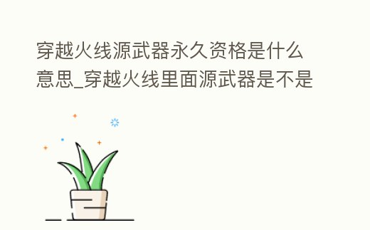 穿越火線源武器永久資格是什么意思_穿越火線里面源武器是不是永久的