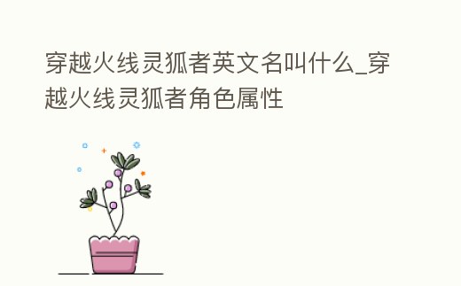 穿越火線靈狐者英文名叫什么_穿越火線靈狐者角色屬性