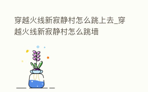 穿越火線新寂靜村怎么跳上去_穿越火線新寂靜村怎么跳墻