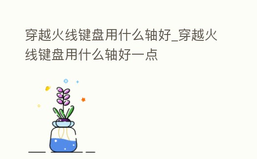 穿越火線鍵盤用什么軸好_穿越火線鍵盤用什么軸好一點