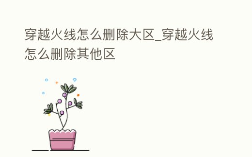 穿越火線怎么刪除大區_穿越火線怎么刪除其他區