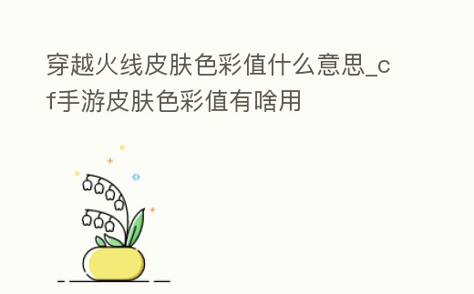 穿越火線皮膚色彩值什么意思_cf手游皮膚色彩值有啥用