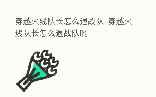 穿越火線隊長怎么退戰隊_穿越火線隊長怎么退戰隊啊