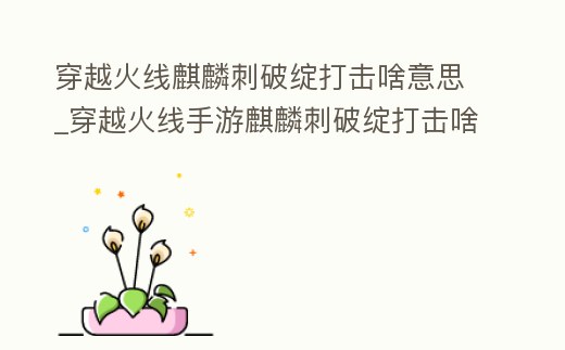 穿越火線麒麟刺破綻打擊啥意思_穿越火線手游麒麟刺破綻打擊啥意思