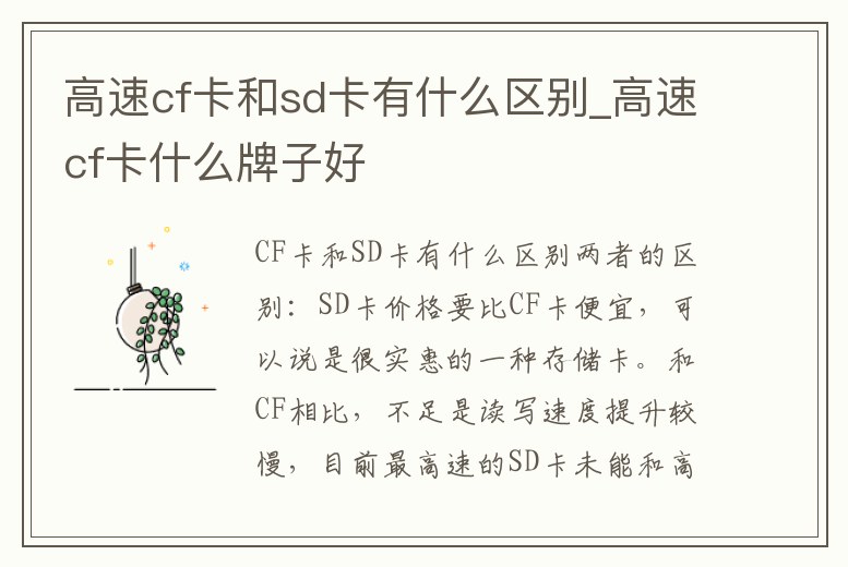 高速cf卡和sd卡有什么區別_高速cf卡什么牌子好