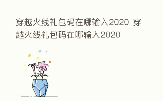 穿越火線禮包碼在哪輸入2020_穿越火線禮包碼在哪輸入2020