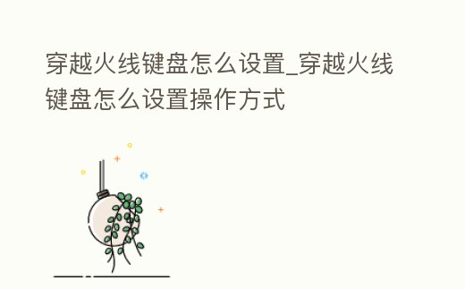 穿越火線鍵盤怎么設置_穿越火線鍵盤怎么設置操作方式
