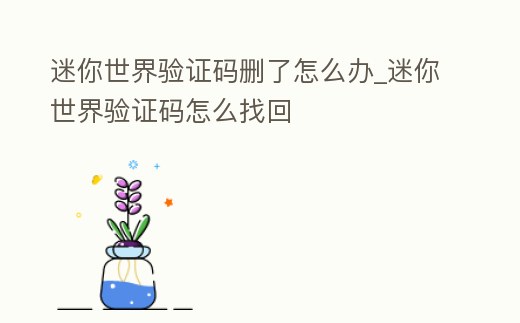 迷你世界驗證碼刪了怎么辦_迷你世界驗證碼怎么找回