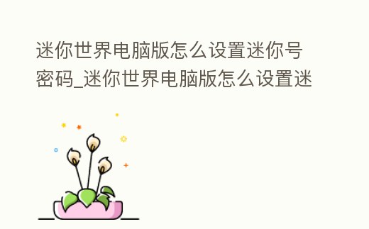 迷你世界電腦版怎么設置迷你號密碼_迷你世界電腦版怎么設置迷你號密碼呢