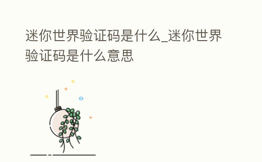 迷你世界驗證碼是什么_迷你世界驗證碼是什么意思