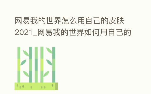 網易我的世界怎么用自己的皮膚2021_網易我的世界如何用自己的皮膚