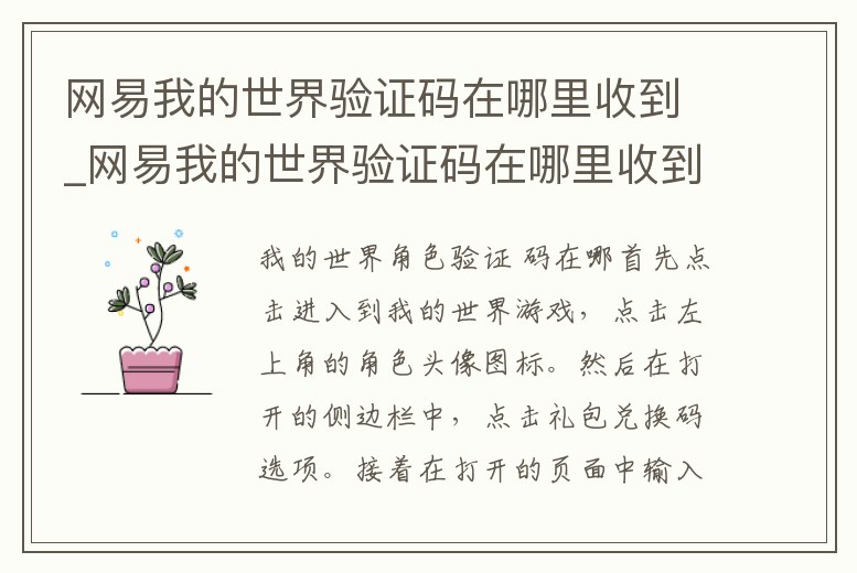 網易我的世界驗證碼在哪里收到_網易我的世界驗證碼在哪里收到信息